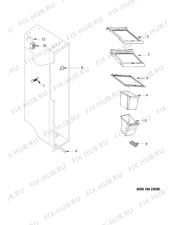 Схема №5 MSZ912UK (F078903) с изображением Часть корпуса для холодильной камеры Indesit C00292682