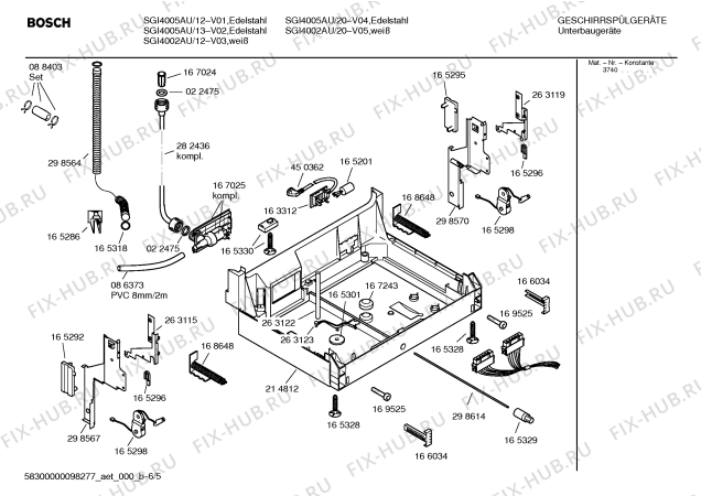 Взрыв-схема посудомоечной машины Bosch SGI4002AU - Схема узла 05