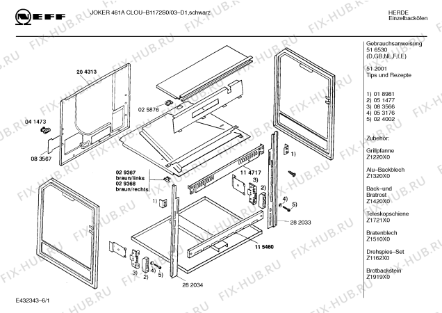 Схема №1 B1172S0 JOKER 461 A CLOU с изображением Индикатор для плиты (духовки) Bosch 00285385