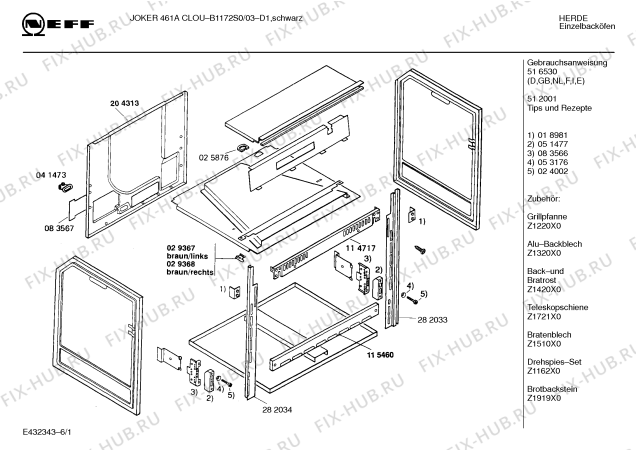 Схема №1 B1172S0 JOKER 461 A CLOU с изображением Панель для электропечи Bosch 00285386