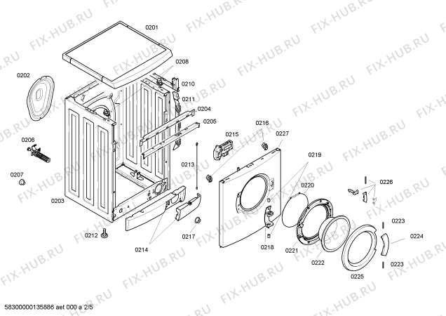 Взрыв-схема стиральной машины Bosch WAE2044SOE - Схема узла 02