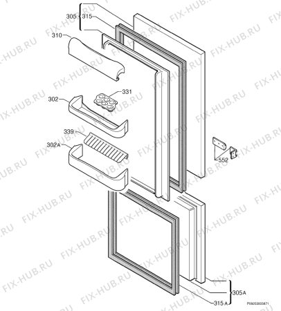 Взрыв-схема холодильника Zanussi ZI2902RV - Схема узла Door 003