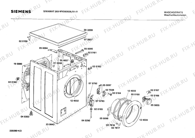 Взрыв-схема стиральной машины Siemens WV283026 SIWAMAT PLUS 283 - Схема узла 02