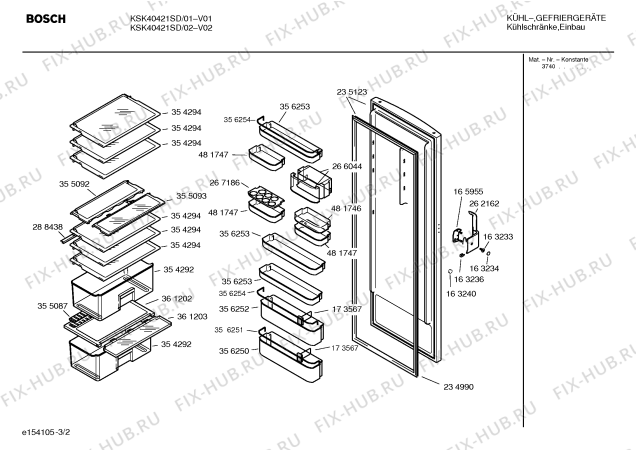 Взрыв-схема холодильника Bosch KSK40421SD - Схема узла 02