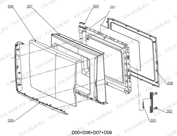Взрыв-схема микроволновой печи Electrolux EMS28201OS - Схема узла Door