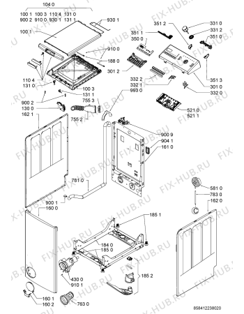 Схема №1 WOT20224IT с изображением Обшивка для стиральной машины Whirlpool 481010522541