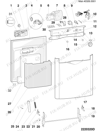 Взрыв-схема посудомоечной машины Indesit IDL63SNL2 (F032226) - Схема узла