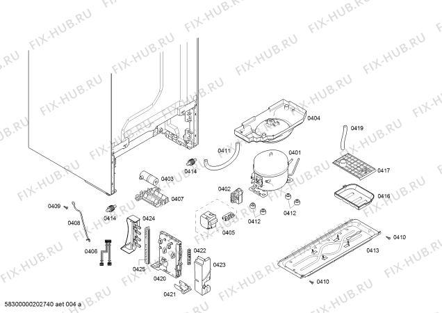 Взрыв-схема холодильника Bosch KGN39XI3P Bosch - Схема узла 04