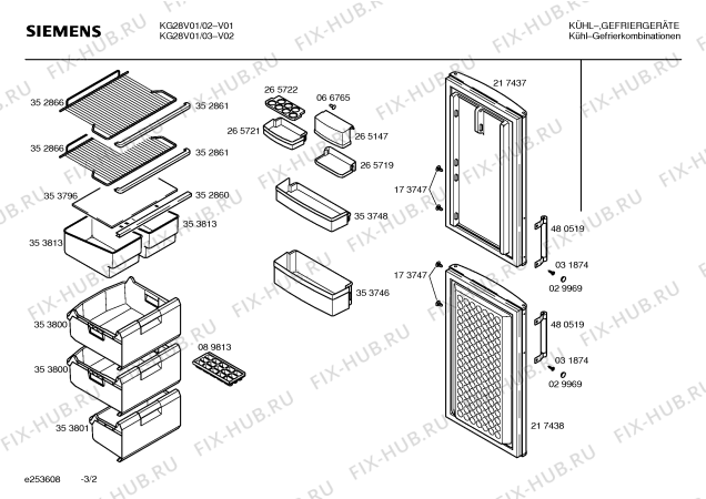 Схема №2 KG28V01 с изображением Панель для холодильника Siemens 00431941