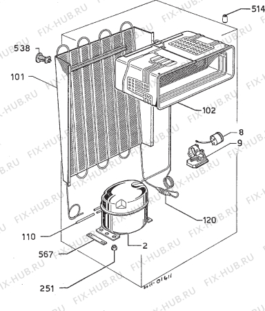 Взрыв-схема холодильника Zanussi ZF200C - Схема узла Refrigerator cooling system