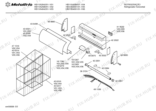 Взрыв-схема холодильника Metalfrio HB11IA4580 - Схема узла 02