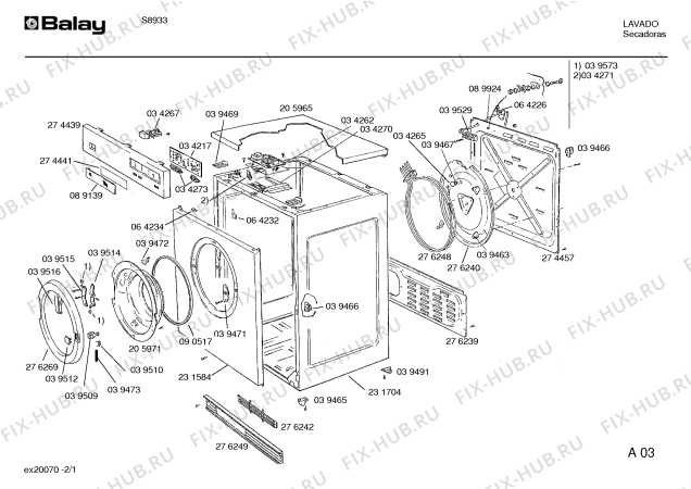 Схема №1 S8933 с изображением Декоративная панель для сушильной машины Bosch 00274441