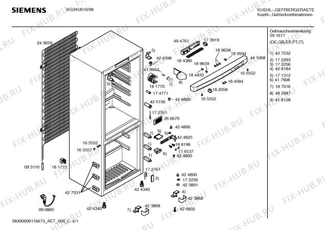 Схема №1 KG34U610 с изображением Инструкция по эксплуатации для холодильной камеры Siemens 00591617