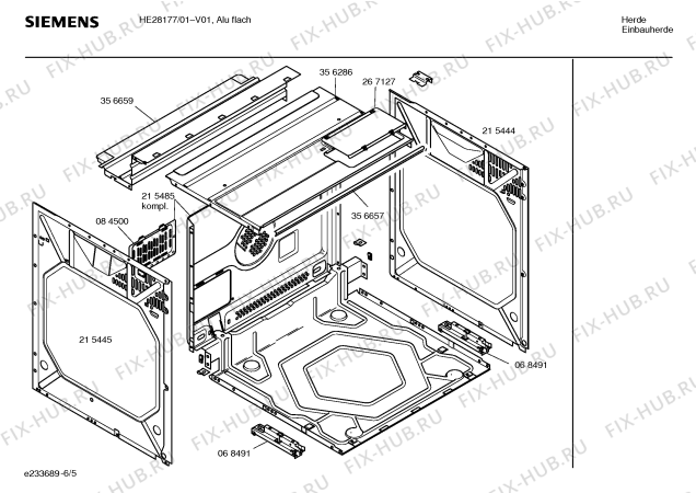 Взрыв-схема плиты (духовки) Siemens HE28177 - Схема узла 05