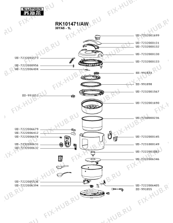 Схема №1 RK104P65/79A с изображением Ручка таймера для мультиварки (пароварки) Tefal US-7232000132