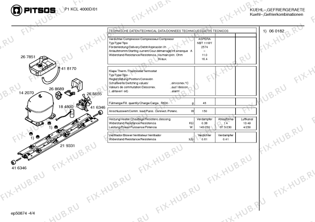 Взрыв-схема холодильника Pitsos P1KCL4000D - Схема узла 04