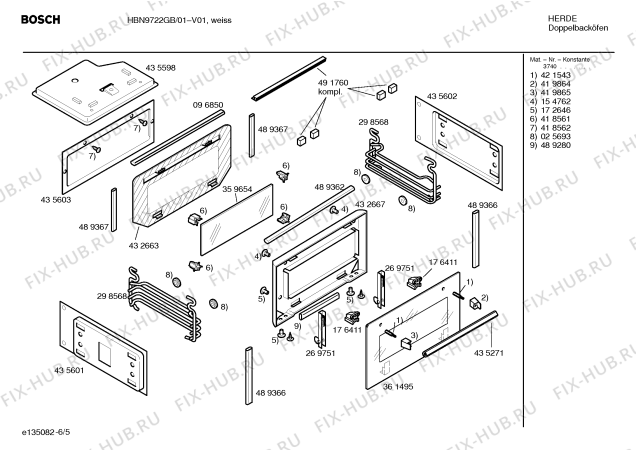 Взрыв-схема плиты (духовки) Bosch HBN9722GB - Схема узла 05