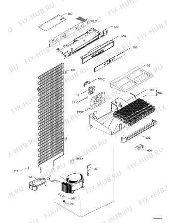 Взрыв-схема холодильника Juno Electrolux JUF94120 - Схема узла Cooling system 017