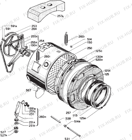 Взрыв-схема стиральной машины Zoppas P500WX - Схема узла Functional parts 267