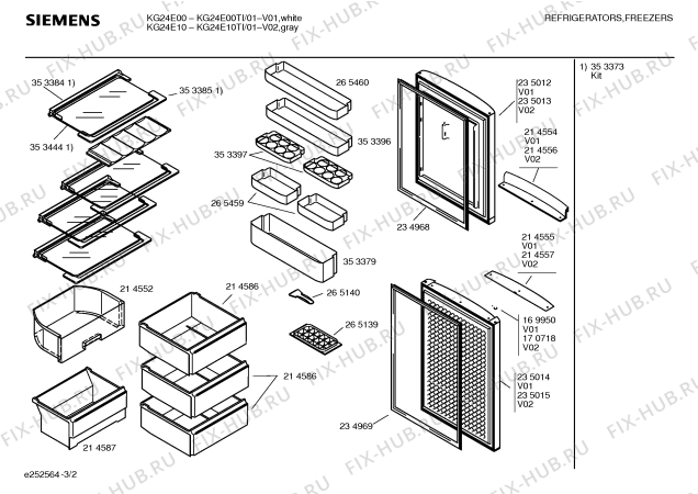 Схема №2 KG24E00TI с изображением Декоративная планка для холодильника Siemens 00353385