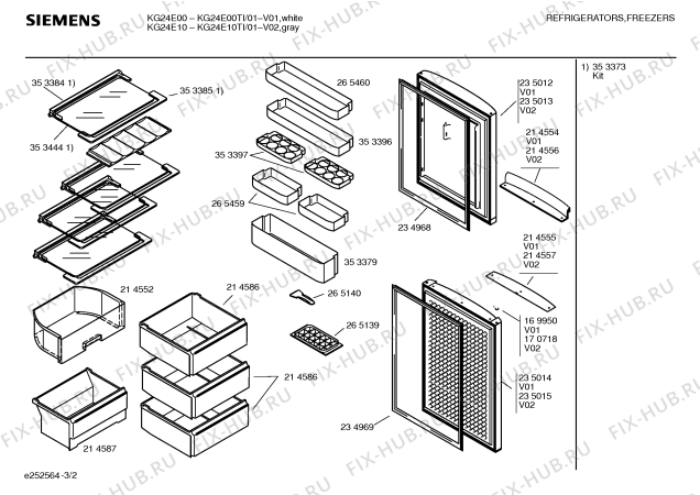 Схема №2 Y1KSB2400A с изображением Крышка для холодильной камеры Siemens 00353383