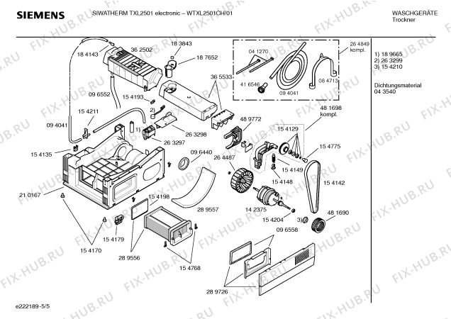 Взрыв-схема сушильной машины Siemens WTXL2501CH SIWATHERM TXL2501 electronic - Схема узла 05