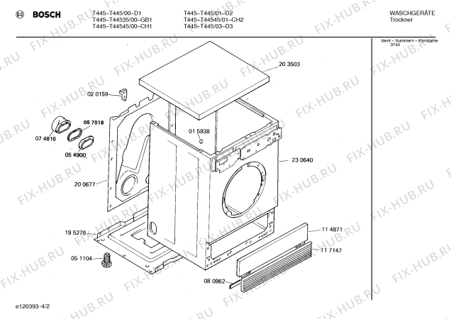 Схема №1 T44535 T445 с изображением Панель для электросушки Bosch 00117149