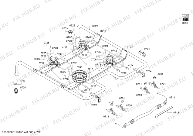 Взрыв-схема плиты (духовки) Bosch HGD74W355Q - Схема узла 07