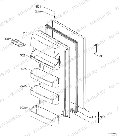 Взрыв-схема холодильника Aeg Electrolux S1700-7M - Схема узла Door 003