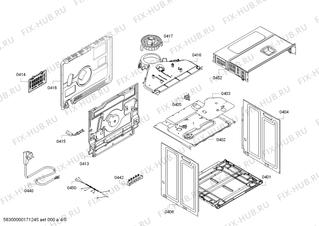 Взрыв-схема плиты (духовки) Siemens HB23AB551W H.SE.NP.L3D.IN.GLASS.S5a.X.E0_C/// - Схема узла 04