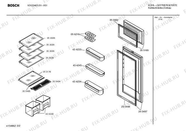 Взрыв-схема холодильника Bosch KIV23401 - Схема узла 02