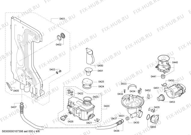 Взрыв-схема посудомоечной машины Siemens SN28L250DE Extraklasse - Схема узла 04