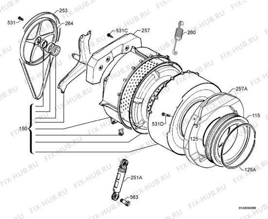 Взрыв-схема стиральной машины Electrolux EWF8020W - Схема узла Functional parts 267