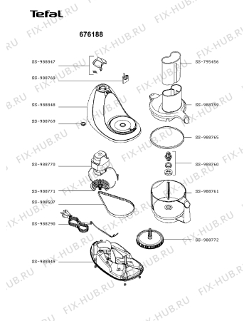Схема №1 676210 с изображением Часть корпуса для кухонного измельчителя Tefal SS-988861