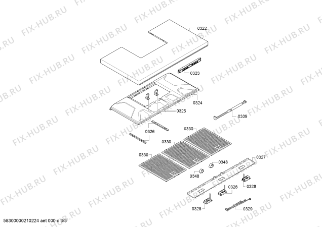 Схема №1 3BC997GX Balay с изображением Осветительная планка для вытяжки Bosch 00778120