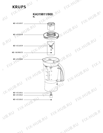 Взрыв-схема кухонного комбайна Krups KA319811/900 - Схема узла JP005898.7P3