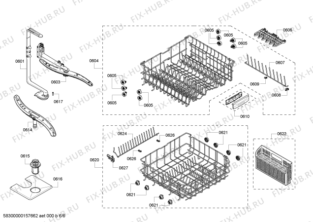 Взрыв-схема посудомоечной машины Bosch SHE43R52UC SilencePlus 48 dBA - Схема узла 06