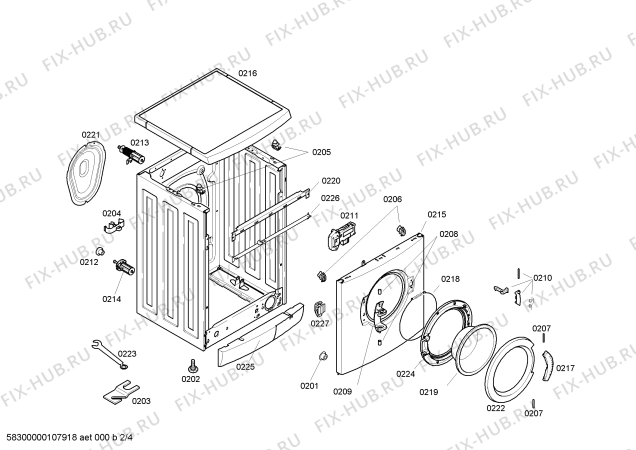 Взрыв-схема стиральной машины Bosch WFL1607BY Maxx WFL1607 - Схема узла 02