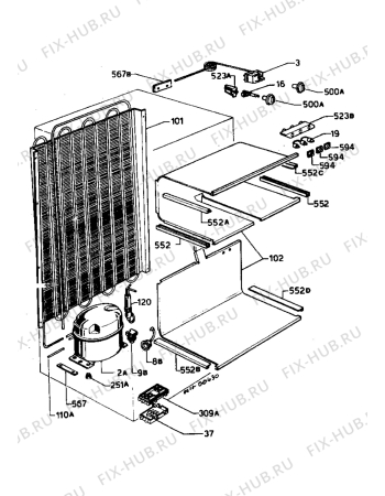 Взрыв-схема холодильника Castor CM250F - Схема узла Cooling system 017