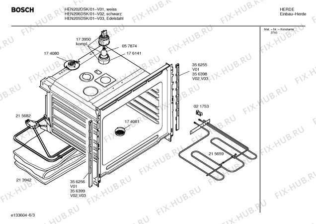 Взрыв-схема плиты (духовки) Bosch HEN205DSK - Схема узла 03