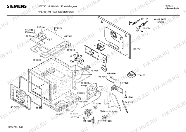 Взрыв-схема микроволновой печи Siemens HF87951 - Схема узла 03