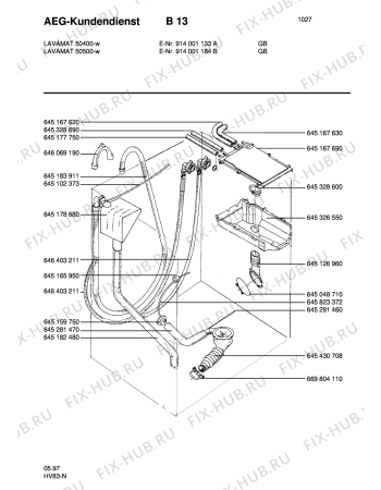 Взрыв-схема стиральной машины Aeg LAV50400-W - Схема узла Water equipment