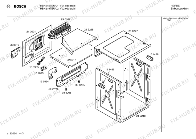 Взрыв-схема плиты (духовки) Bosch HBN215TEU - Схема узла 03