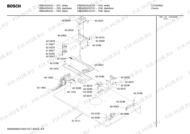 Взрыв-схема плиты (духовки) Bosch HBN456AUC - Схема узла 04