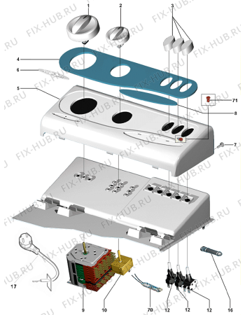 Взрыв-схема стиральной машины Whirlpool TL94102ELECTRONIA (F026460) - Схема узла