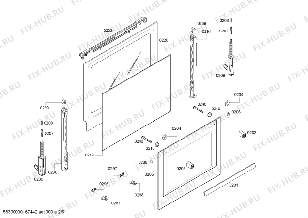 Взрыв-схема плиты (духовки) Bosch HBG23B450Q H.BO.NP.L2D.IN.GLASS.B4/.X.E0_C/// - Схема узла 02