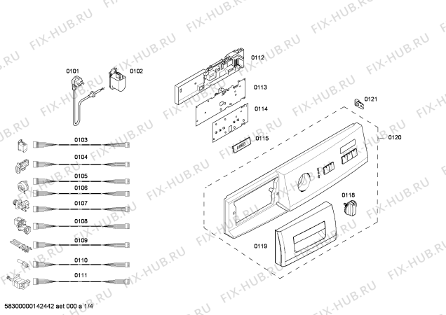 Схема №1 WM10E220EE с изображением Панель управления для стиралки Siemens 00670103