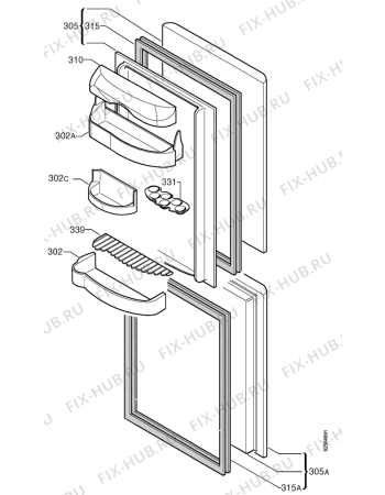 Взрыв-схема холодильника Electrolux ER7526B - Схема узла Door 003