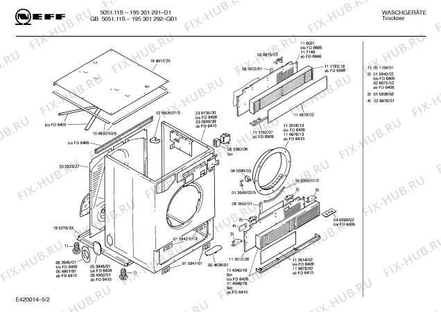 Взрыв-схема стиральной машины Neff 195301292 GB5051.11S - Схема узла 02