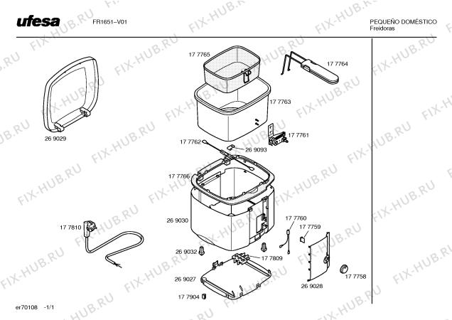 Схема №1 FR1651 с изображением Корзина для тостера (фритюрницы) Bosch 00177765